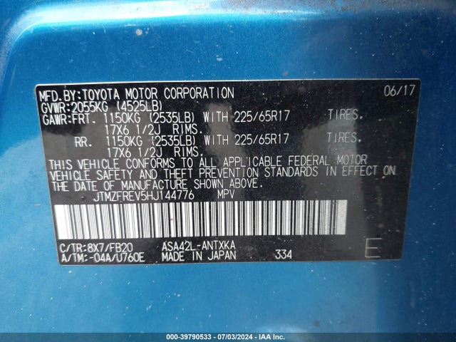 Toyota RAV4 LE 2017 JTMZFREV5HJ144776 Image 9