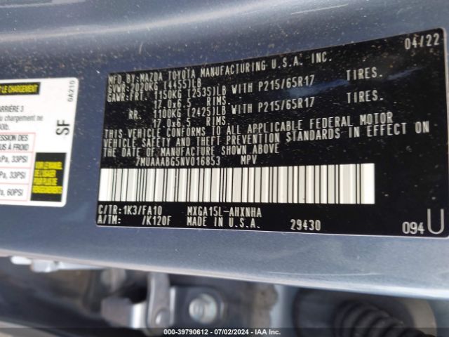 7MUAAABG5NV016853 Toyota Corolla Cross L