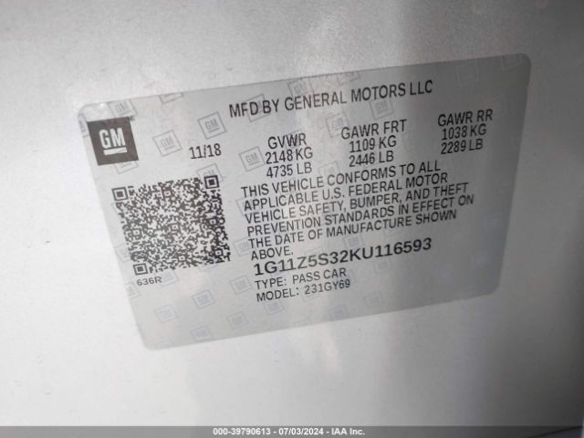 1G11Z5S32KU116593 Chevrolet IMPALA LT