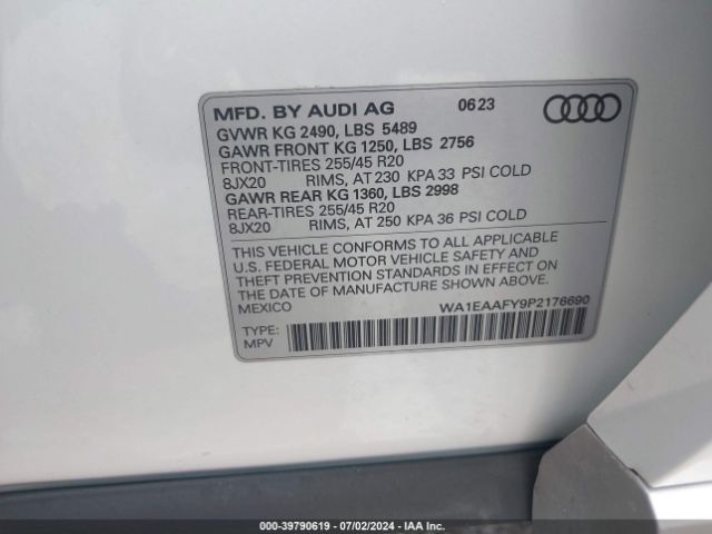 WA1EAAFY9P2176690 Audi Q5 Premium Plus 45 Tfsi S Line Quattro