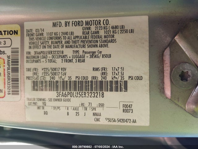 Ford Fusion Hybrid Se 2014 3FA6P0LU5ER323218 Image 9