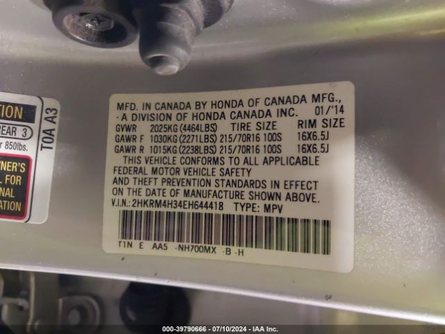 2HKRM4H34EH644418 Honda CR-V LX