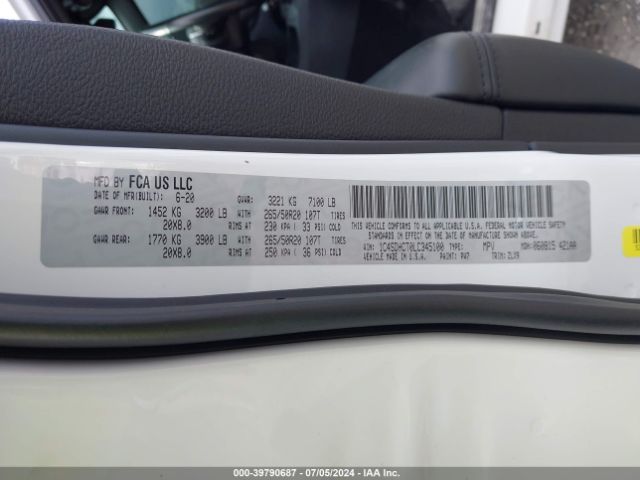 1C4SDHCT0LC345100 Dodge Durango R/t Rwd