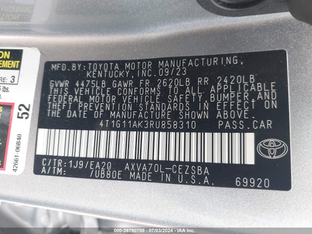 Toyota CAMRY SE 2024 4T1G11AK3RU858310 Image 9