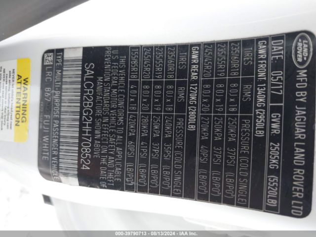 SALCR2BG2HH708524 Land Rover Discovery Sport Hse