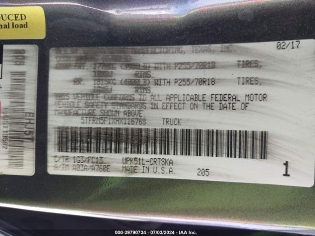 5TFRM5F1XHX116768 Toyota Tundra Sr5 4.6l V8