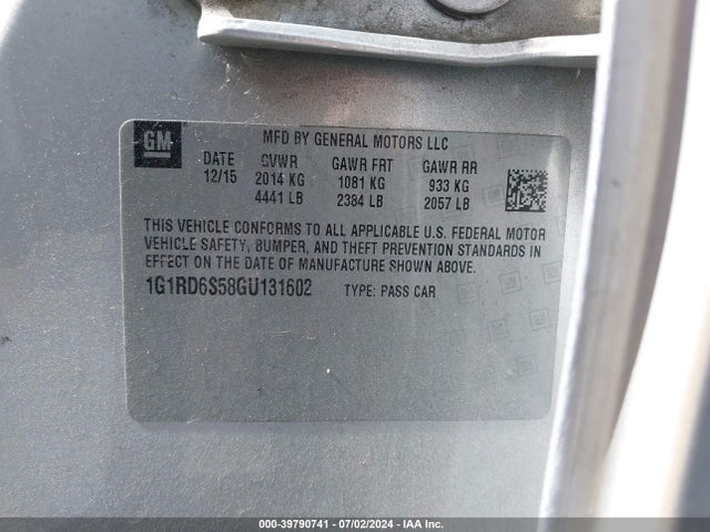 Chevrolet Volt Premier 2016 1G1RD6S58GU131602 Image 9