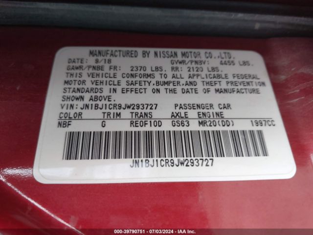 JN1BJ1CR9JW293727 Nissan Rogue Sport Sv