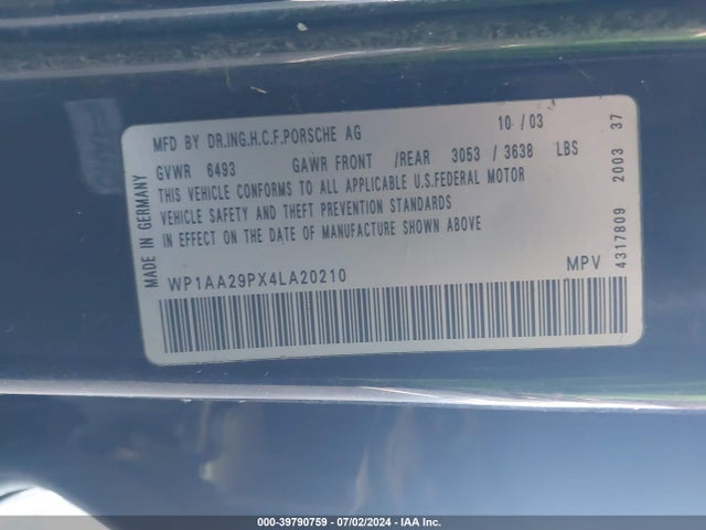 2004 PORSCHE CAYENNE WP1AA29PX4LA20210 Photo 8