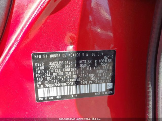 3HGGK5H87KM720817 Honda FIT EX