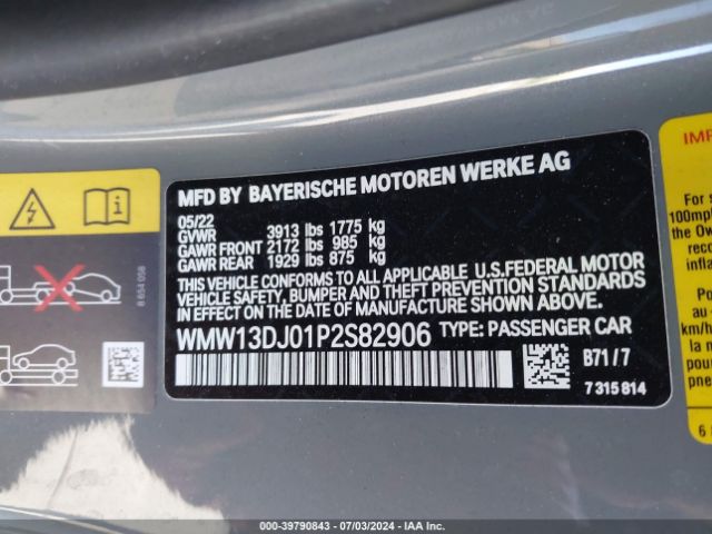 WMW13DJ01P2S82906 Mini Se Hardtop Cooper