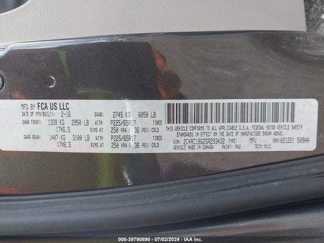 2C4RC1BG2GR293432 Chrysler Town & Country Touring