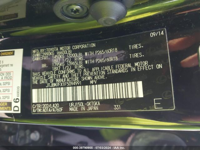 JTJBM7FX1F5094991 Lexus 460