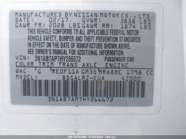 Nissan SENTRA SR 2017 3N1AB7AP7HY266672 Image 9