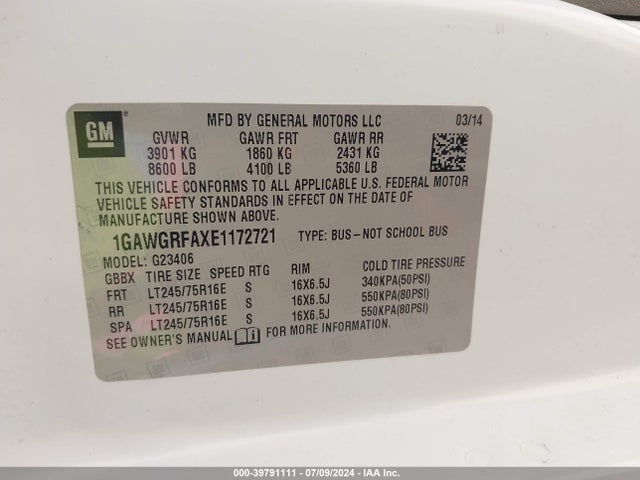 1GAWGRFAXE1172721 Chevrolet Express 2500 Lt