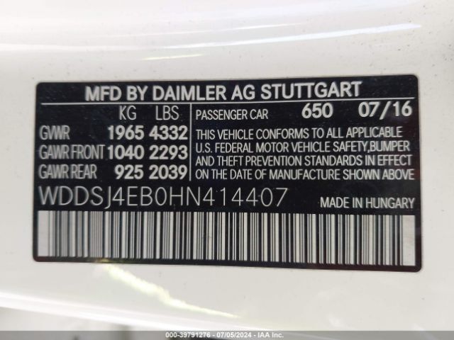 WDDSJ4EB0HN414407 Mercedes-Benz CLA 250