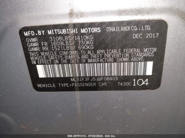ML32F3FJ5JHF08403 Mitsubishi Mirage G4 Es