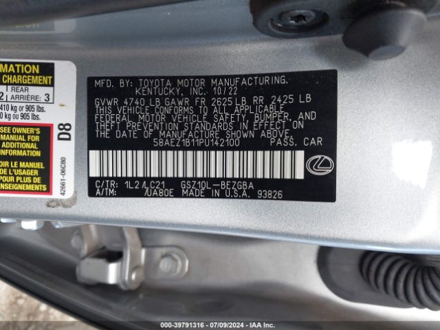 58AEZ1B11PU142100 Lexus Es 350 Luxury