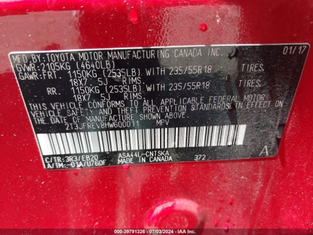 2T3JFREV8HW600011 Toyota RAV4 SE