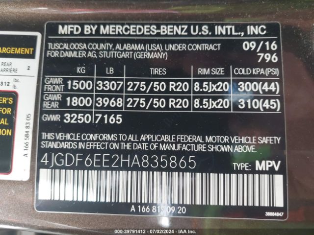 4JGDF6EE2HA835865 Mercedes-Benz Gls 450 4matic