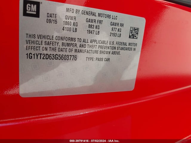 Chevrolet Corvette Z06 2016 1G1YT2D63G5603776 Image 9