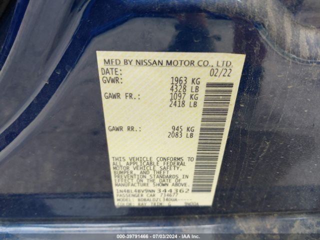 2022 NISSAN ALTIMA 1N4BL4BV9NN344362 Photo 8
