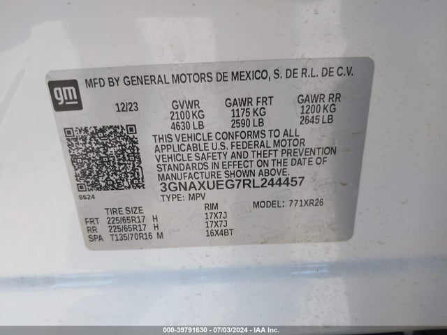 Chevrolet Equinox Awd Lt 2024 3GNAXUEG7RL244457 Image 9