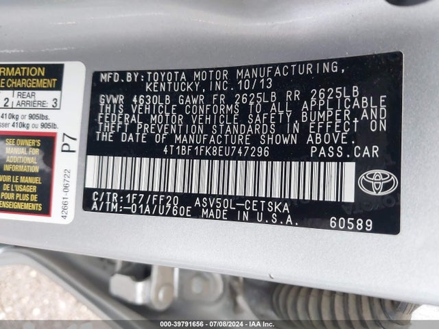 Toyota CAMRY SE 2014 4T1BF1FK8EU747296 Image 9