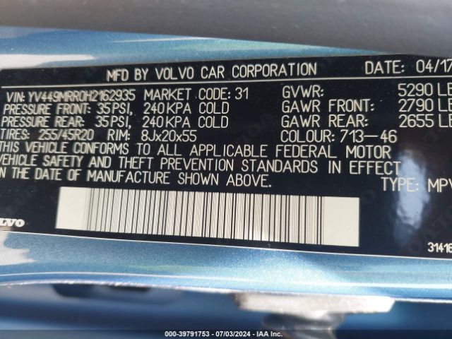 YV449MRR0H2162935 Volvo Xc60 T6 Dynamic