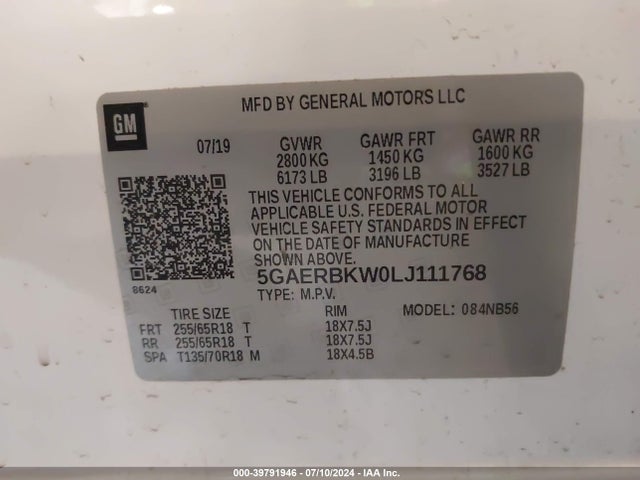5GAERBKW0LJ111768 Buick Enclave Fwd Essence