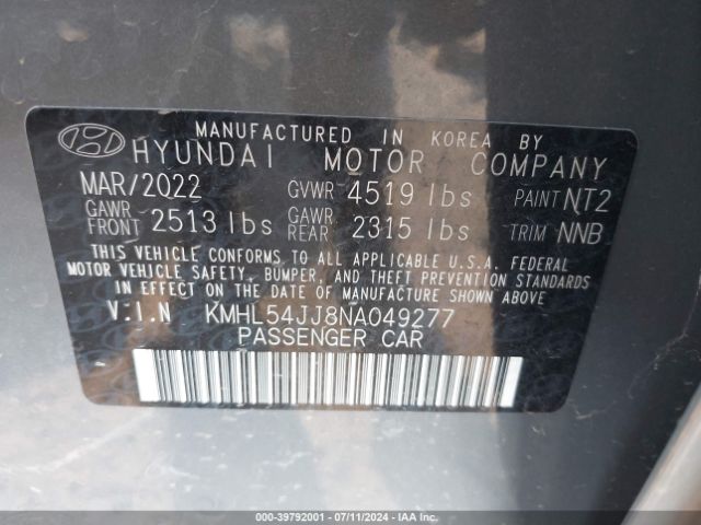KMHL54JJ8NA049277 Hyundai Sonata Hybrid Limited