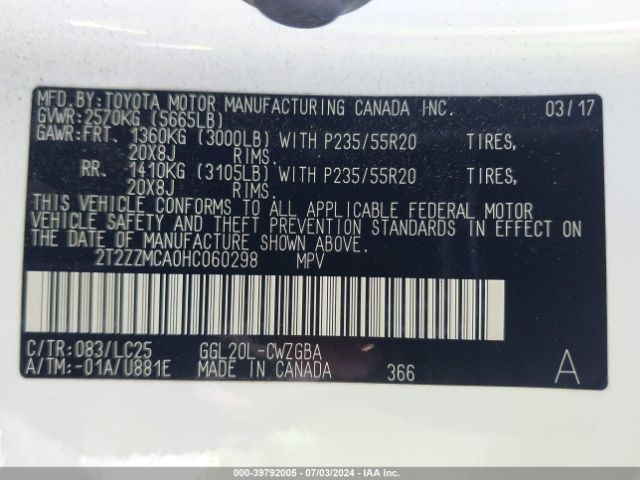 2T2ZZMCA0HC060298 Lexus Rx 350 F Sport