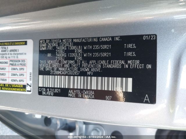 2T2BBMCA0PC002857 Lexus Rx 350h Premium Plus