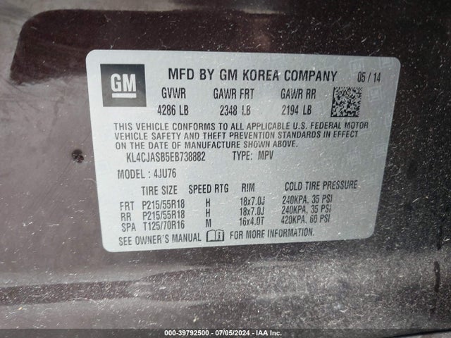 KL4CJASB5EB738882 Buick Encore