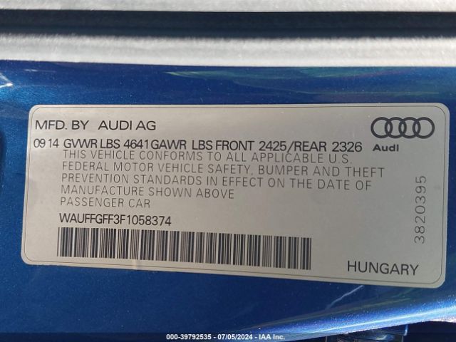 WAUFFGFF3F1058374 Audi S3 2.0t Premium Plus