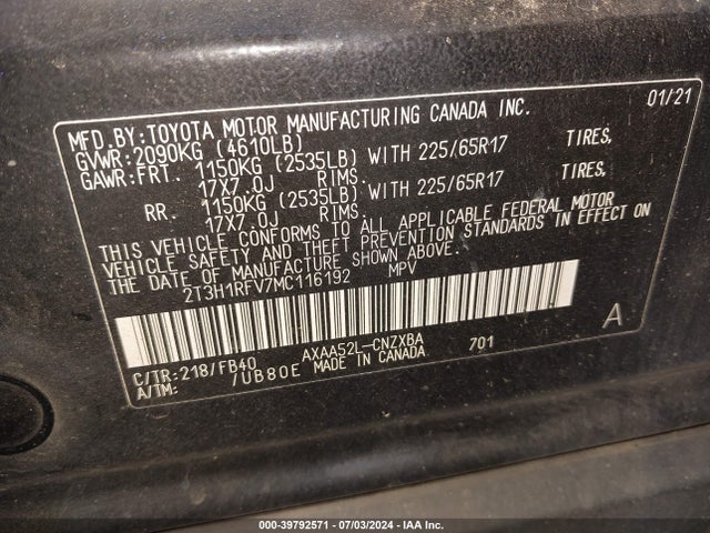 Toyota RAV4 LE 2021 2T3H1RFV7MC116192 Image 9