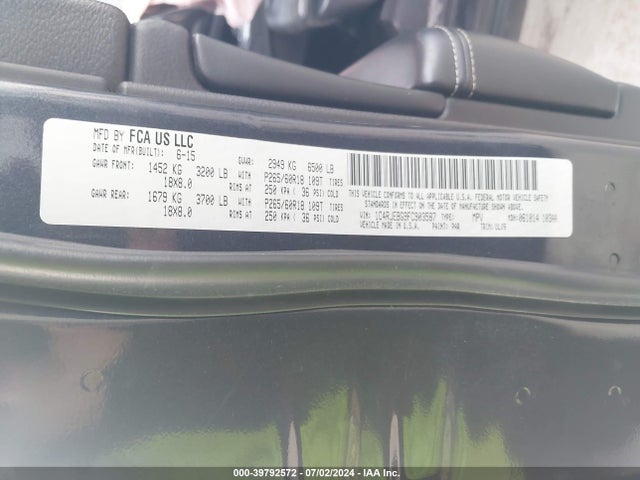 Jeep Grand Cherokee Limited 2015 1C4RJEBG9FC903587 Image 9