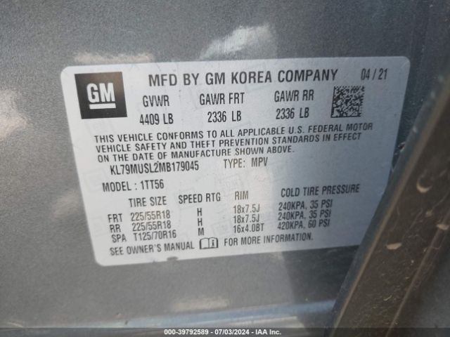 KL79MUSL2MB179045 Chevrolet Trailblazer Awd Rs