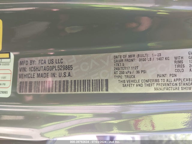 1C6HJTAG0PL529865 Jeep Gladiator Sport S 4x4