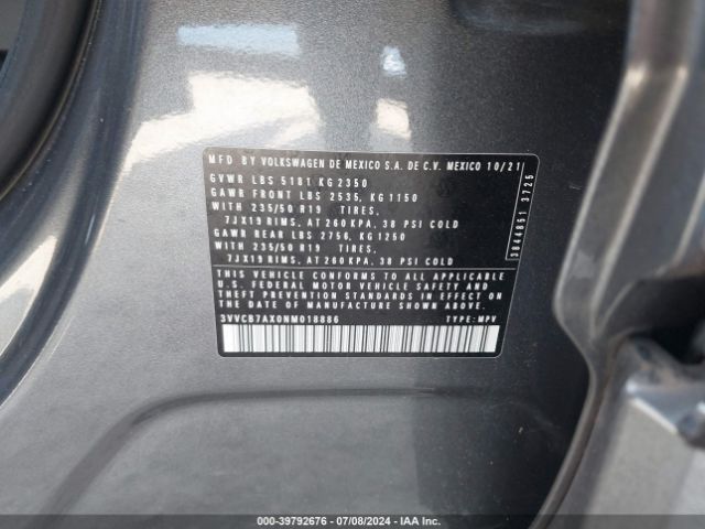 3VVCB7AX0NM018886 Volkswagen Tiguan 2.0t Se R-line Black