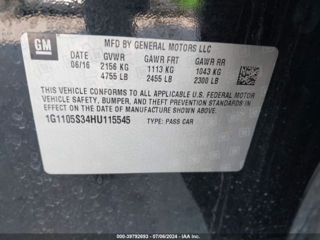 1G1105S34HU115545 Chevrolet IMPALA 1LT