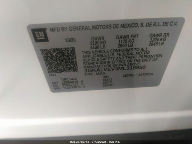 3GKALVEV3ML318950 GMC Terrain Awd Slt
