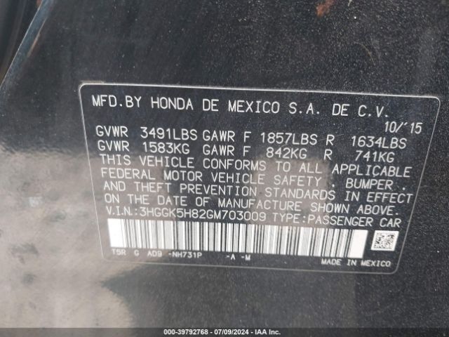 3HGGK5H82GM703009 Honda Fit Ex-l