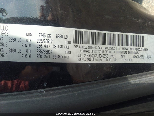 2C4RDGCG7JR346552 Dodge Grand Caravan Sxt