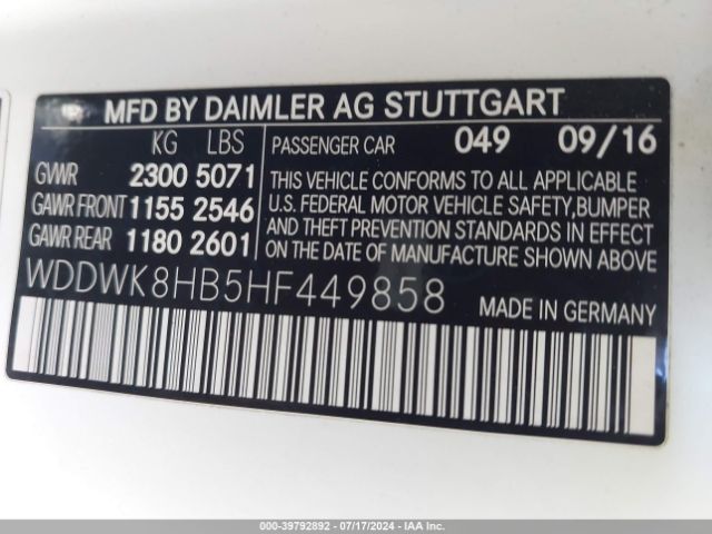 WDDWK8HB5HF449858 Mercedes-Benz Amg C 63 S