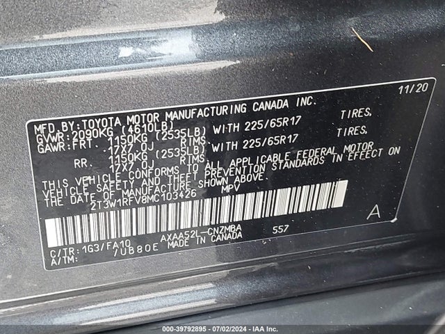Toyota Rav4 Xle 2021 2T3W1RFV8MC103426 Image 9