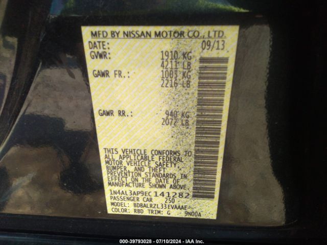 1N4AL3AP9EC141282 Nissan Altima 2.5 S