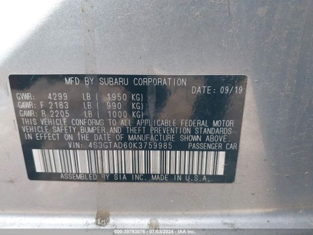 4S3GTAD60K3759985 Subaru Impreza 2.0i Premium