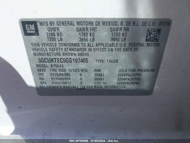 3GCUKTEC9GG197465 Chevrolet Silverado 1500 High Country