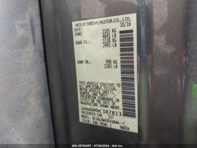 1N4AA6AP0HC387813 Nissan Maxima 3.5 Sl